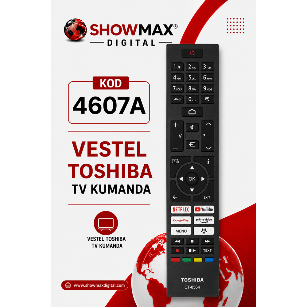 ORJ-4607A VESTEL TOSHIBA NETFLİX YOUTUBE GOOGLE PLAY PRİME VİDEO TUŞLU LCD TV KUMANDA