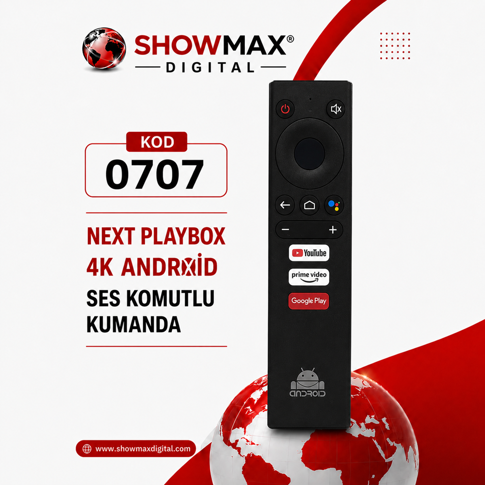 SHOWMAX SH0707 NEXT PLAYBOX 4K ANDROİD TV BOX SES KOMUTLU KUMANDA
