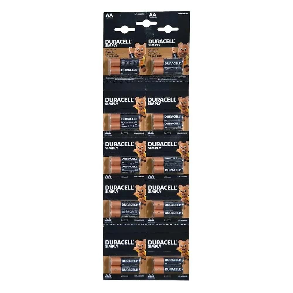 DURACELL AA 1.5V KALIN PİL 2Lİ YIRTMALI KARTELA (20 ADET)