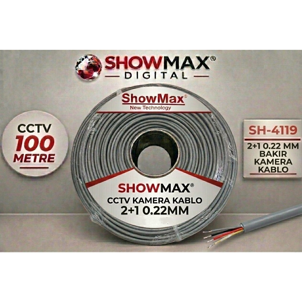 SHOWMAX SH-4119 2+1 0.22MM BAKIR KAMERA KABLOSU 100 METRE