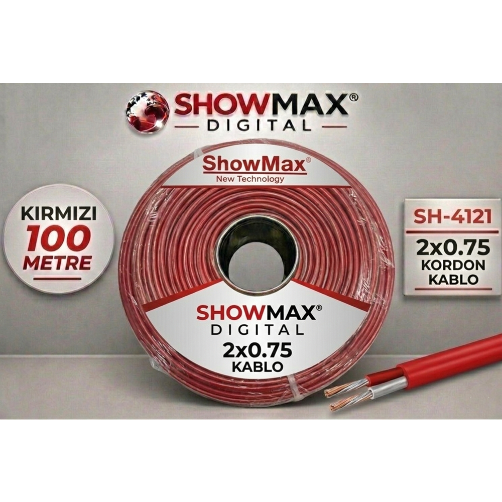 SHOWMAX SH-4121 2X0.75 KIRMIZI KORDON KABLO 100 METRE