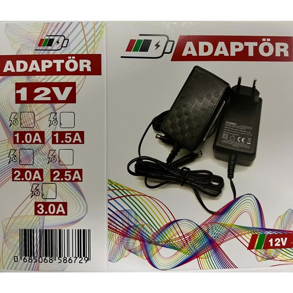 HUNTKEY ORJİNAL 12 VOLT 1.5 AMPER PRİZ TİPİ ADAPTÖR