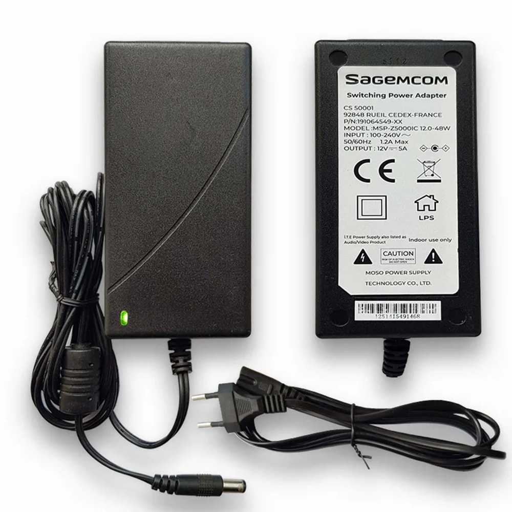 SAGEMCOM 12 VOLT 5 AMPER PLASTİK KASA MASAÜSTÜ ADAPTÖR