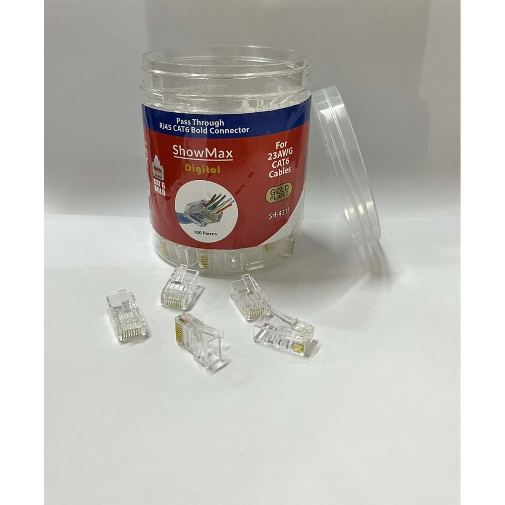 SH-4311 SHOWMAX RJ45 CAT6 PLUG AÇIK UÇLU - KAPAKLI KUTU 100 ADET