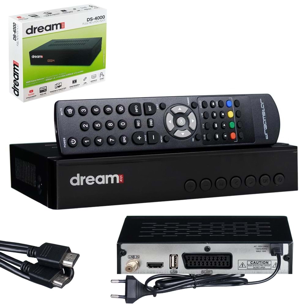 DREAMSTAR DS-4000 FULL HD KASALI UYDU ALICISI