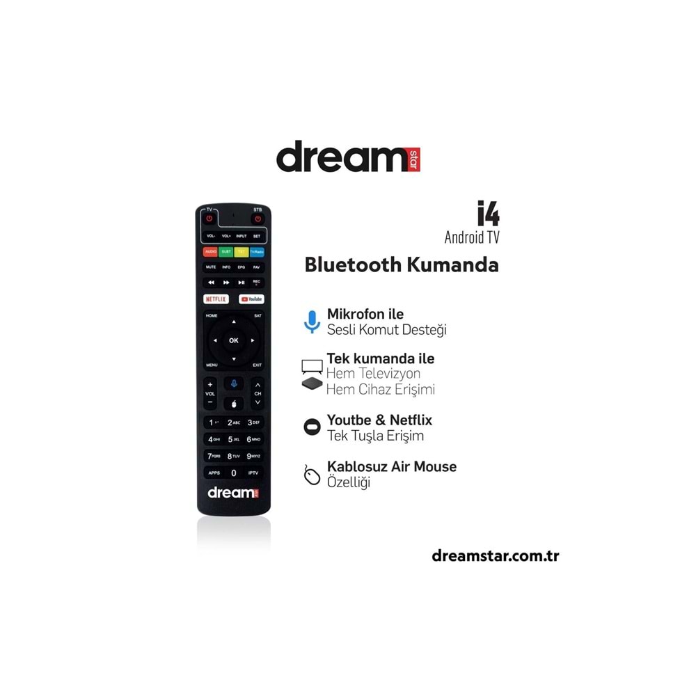DREAMSTAR İ4 4GB RAM 32GB HAFIZA 6K ULTRA HD ANDROID TV BOX