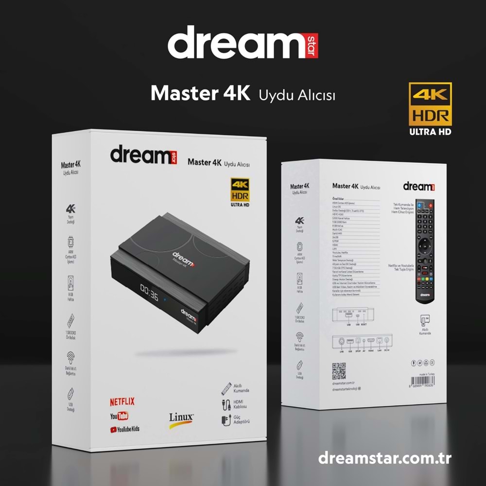 DREAMSTAR MASTER 4K 8GB 1GB DDR UHD LİNUX UYDU ALICISI
