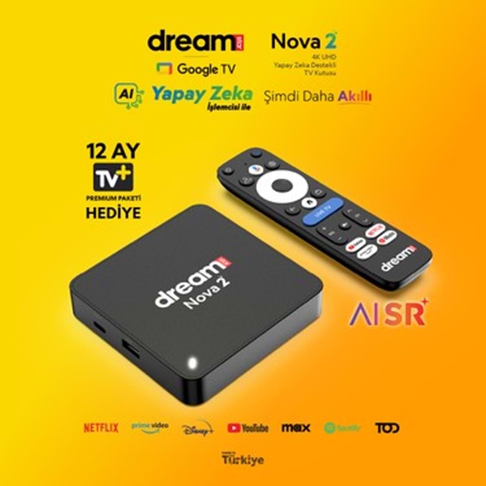 TURKCELL TV PLUS ÜYELİKLİ DREAMSTAR NOVA-2 ÜYELİKLİ 2GB RAM 32GB HAFIZA YAPAY ZEKA DESTEKLİ GOOGLE LİSANSLI ANDROİD TV BOX