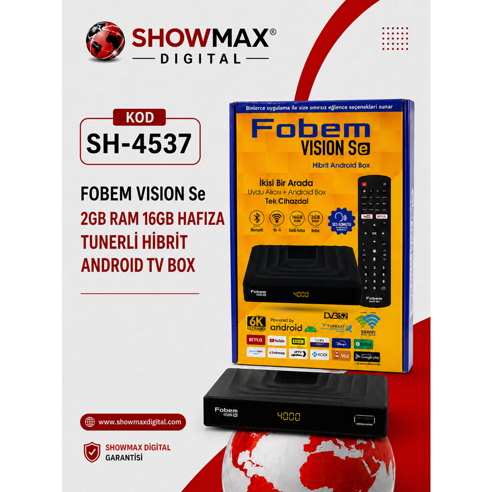 FOBEM VISION Se 2GB RAM 16GB HAFIZA TUNERLİ HİBRİT ANDROID TV BOX