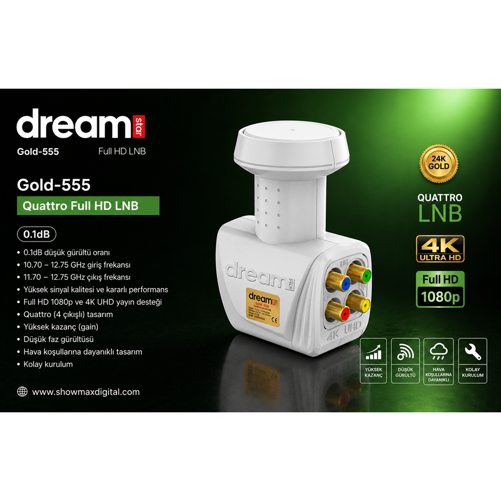 DREAMSTAR GOLD-555 QUATTRO SANTRAL LNB