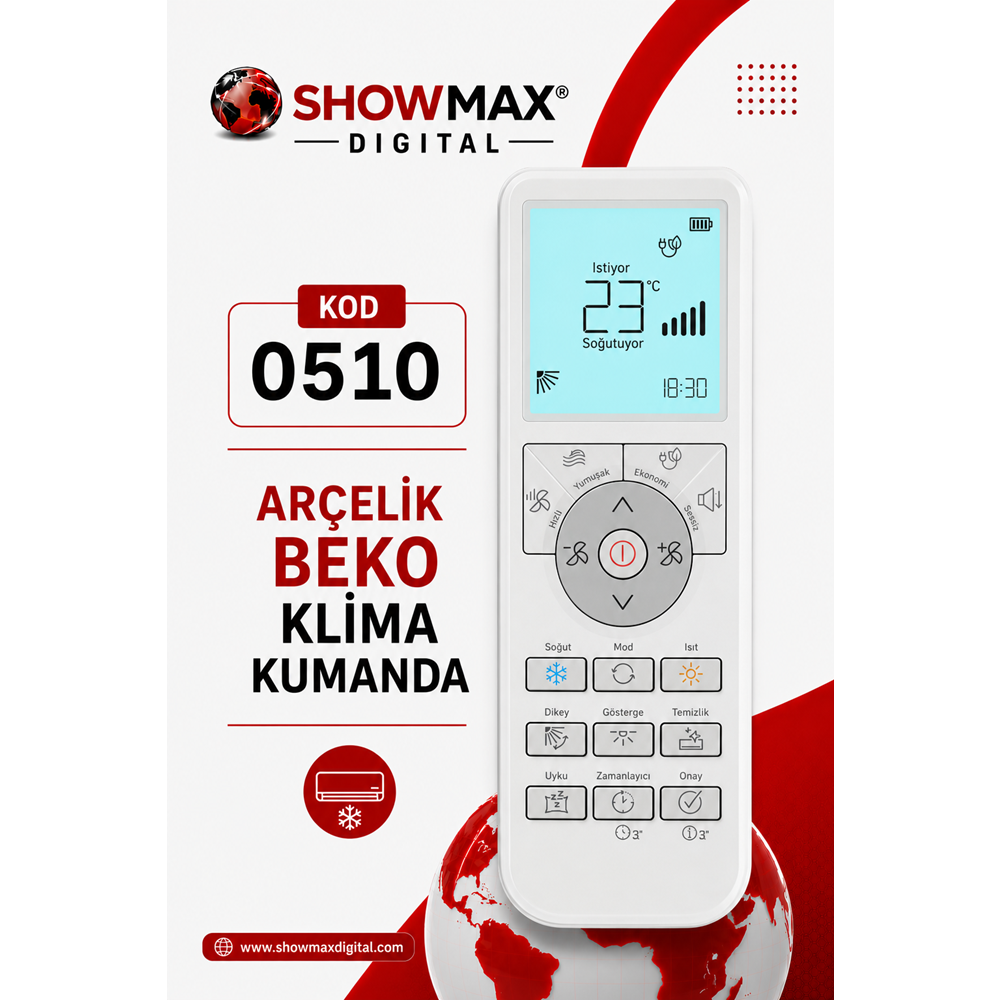 SHOWMAX SK0510 ARÇELİK BEKO BEYAZ KLİMA KUMANDA