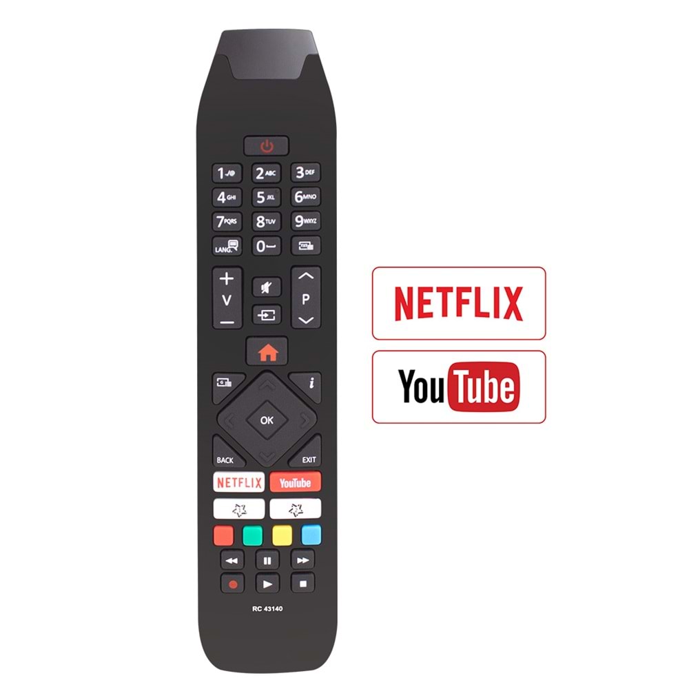 SHOWMAX SX4444-S VESTEL-SEG-REGAL NETFLIX-YOUTUBE HOME TUŞLU SİYAH KALIP LCD TV KUMANDA