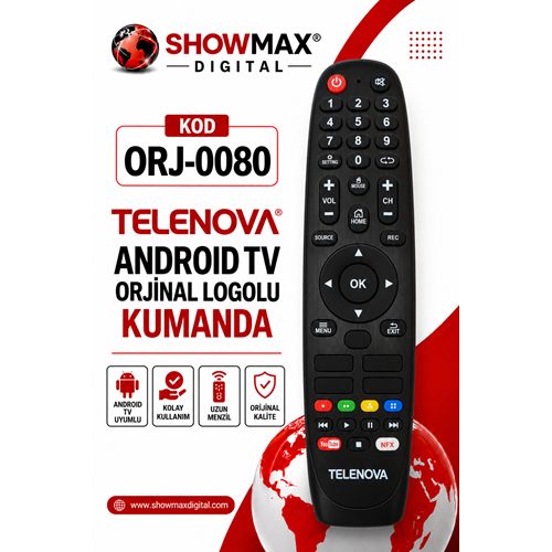 ORJ-0080 TELENOVA ANDROID TV ORJİNAL LOGOLU KUMANDA