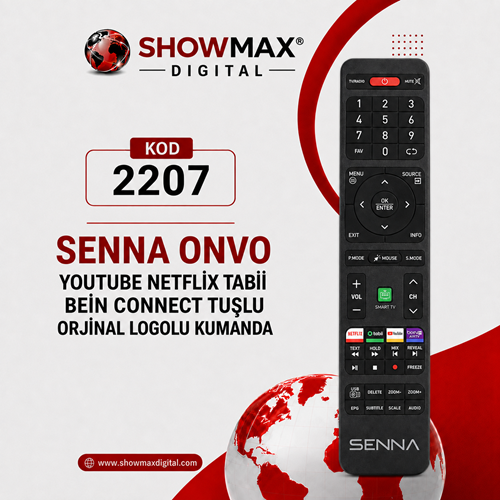 ORJ-2207 SENNA ONVO SABA NORDMENDE YOUTUBE NETFLİX TABİİ BEİN CONNECT TUŞLU ORJİNAL SENNA LOGOLU KUMANDA