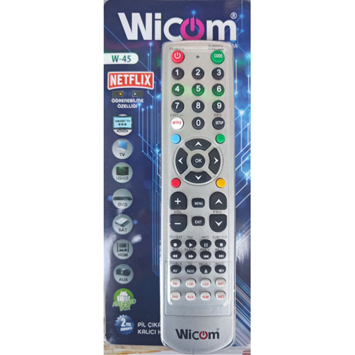 WİCOM W-45 8IN1 NETFLİX TUŞLU ÖĞRENEBİLEN AKILLI EVRENSEL KUMANDA