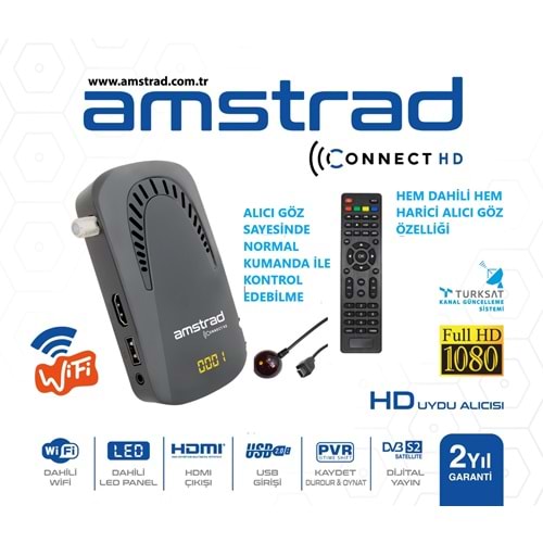 AMSTRAD CONNECT HD TKGS Lİ FULL HD UYDU ALICISI ( KENDİNDEN WİFİLİ )