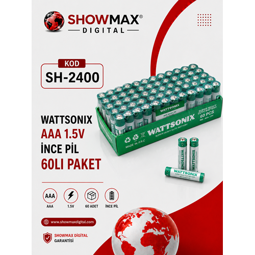 SH-2400 WATTSONIX AAA 1.5V İNCE PİL 60LI PAKET