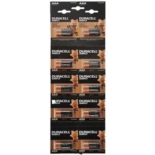 DURACELL AAA 1.5V İNCE PİL 2 Lİ KARTELA (20 ADET)
