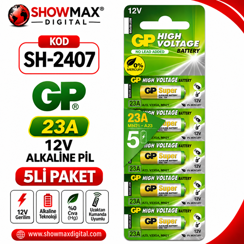 GP 23AF 12V ALKALİNE PİL 5Lİ PAKET