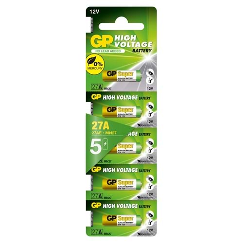 GP 27AF 12V ALKALİNE PİL 5Lİ PAKET