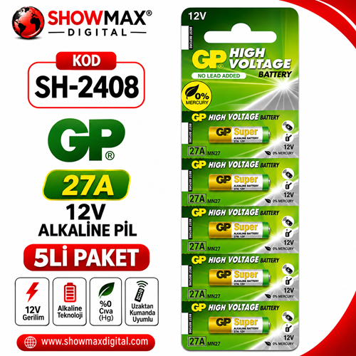 GP 27AF 12V ALKALİNE PİL 5Lİ PAKET