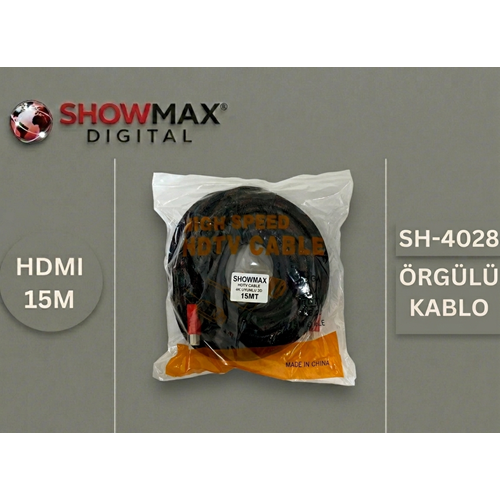 SHOWMAX SH-4028 HDMI KABLO 15 METRE ÖRGÜLÜ POŞETLİ