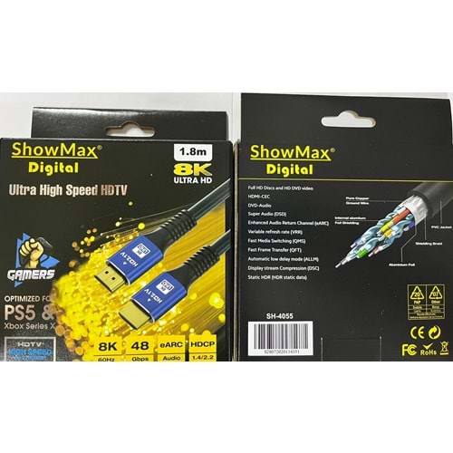 SHOWMAX SH-4055 1.8 METRE HDMI KABLO 8K KUTULU