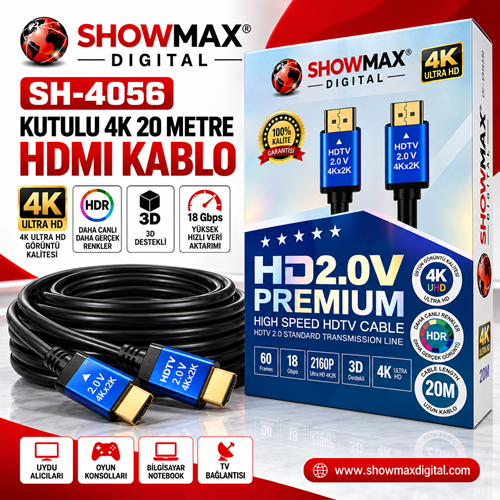 SHOWMAX SH-4056 KUTULU 4K 20 METRE HDMI KABLO