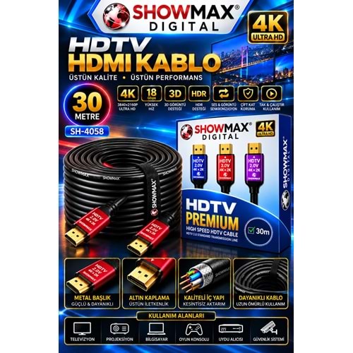 SHOWMAX SH-4058 KUTULU 4K 30 METRE HDMI KABLO