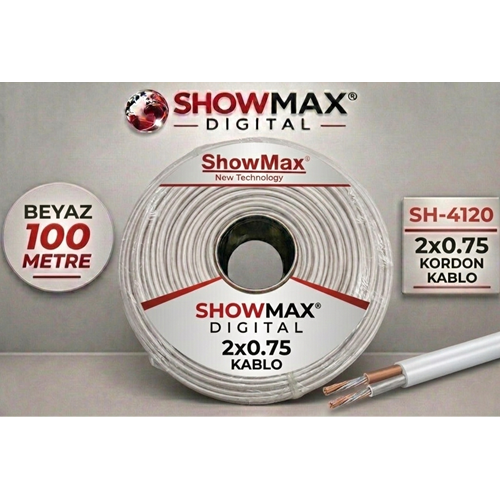 SHOWMAX SH-4120 2X0.75 BEYAZ KORDON KABLO 100 METRE