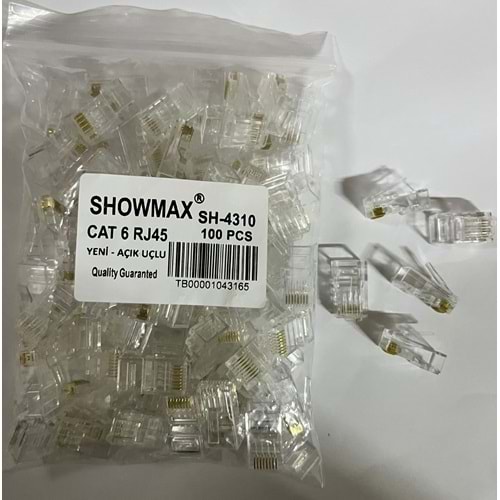 SH-4310 SHOWMAX RJ45 CAT6 PLUG AÇIK UÇLU - POŞETLİ 100 ADET