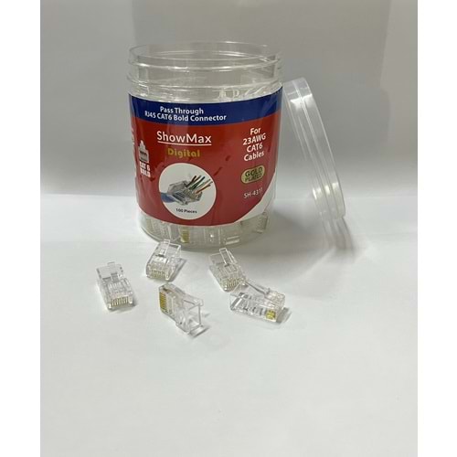 SH-4311 SHOWMAX RJ45 CAT6 PLUG AÇIK UÇLU - KAPAKLI KUTU 100 ADET