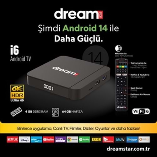 DREAMSTAR İ6 4K ULTRA HD ANDROID TV BOX