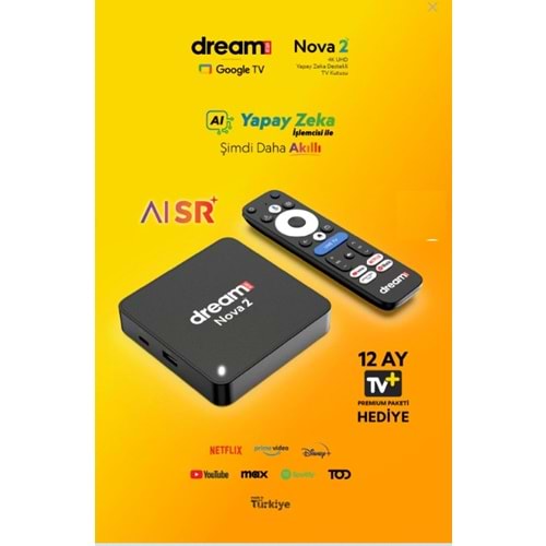 TURKCELL TV PLUS ÜYELİKLİ DREAMSTAR NOVA-2 2GB RAM 32GB HAFIZA YAPAY ZEKA DESTEKLİ GOOGLE LİSANSLI ANDROİD TV BOX
