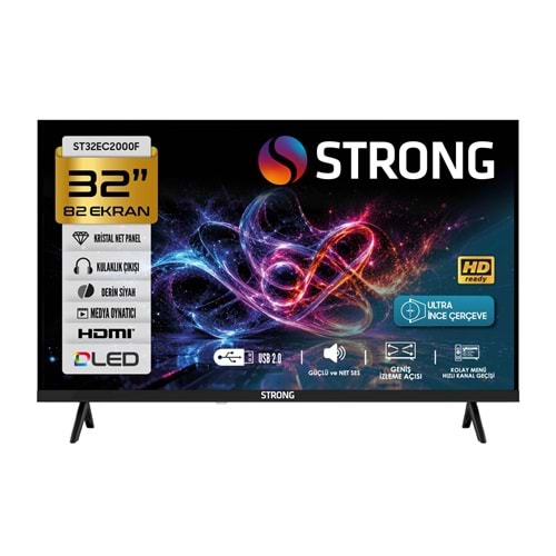 STRONG ST32EC2000F 32’’ 82 EKRAN ULTRA İNCE ÇERÇEVELİ UYDU ALICILI HD READY LED TV