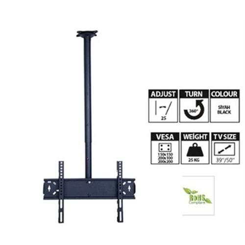 VONTECH VT-13955 39-55 LCD-LED TV HAREKETLİ TAVAN ASKI APARATI 60-120CM