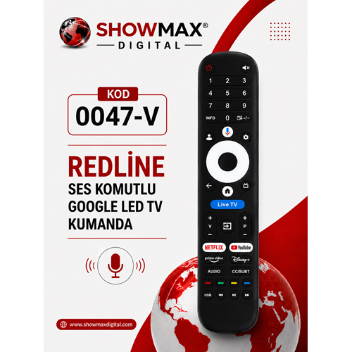 SHOWMAX SX0047-V REDLİNE SES KOMUTLU GOOGLE LED TV KUMANDA