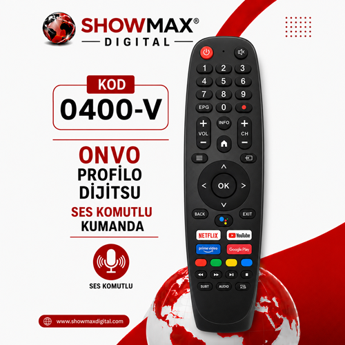 SHOWMAX SX0400-V ONVO PROFİLO DİJİTSU SES KOMUTLU LED TV KUMANDA
