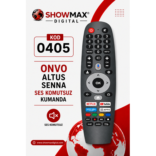 SHOWMAX SX0405 ONVO SENNA ALTUS NETFLİX YOUTUBE PRİME VİDEO APPS TUŞLU SES KOMUTSUZ LED TV KUMANDA