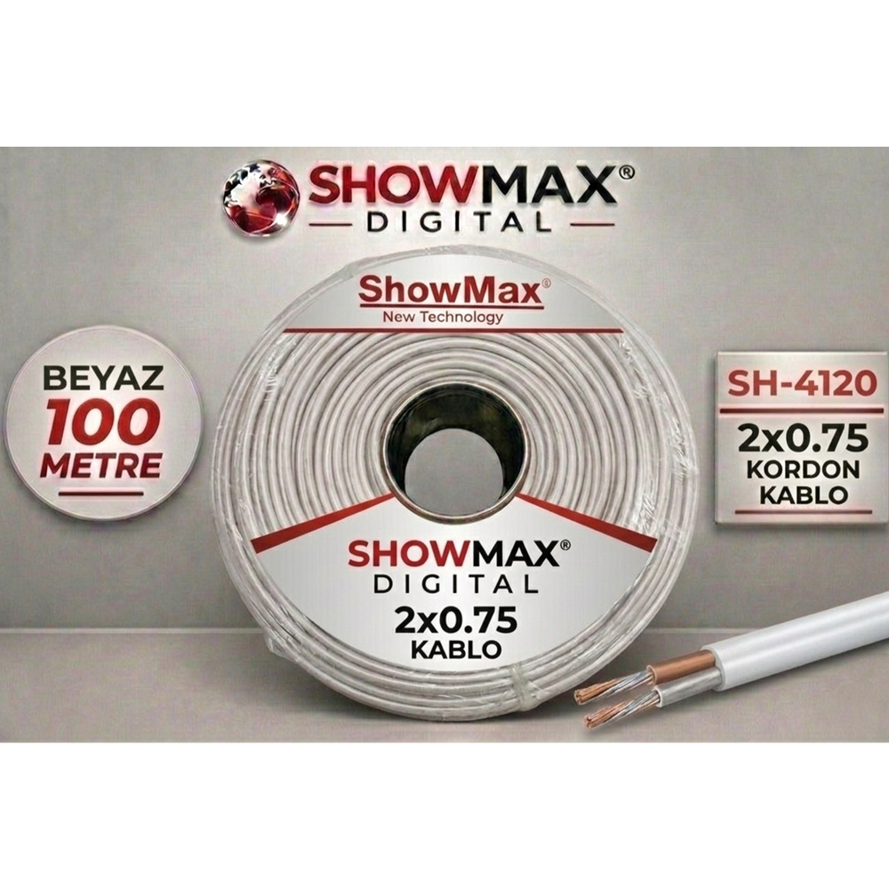 SHOWMAX SH-4120 2X0.75 BEYAZ KORDON KABLO 100 METRE