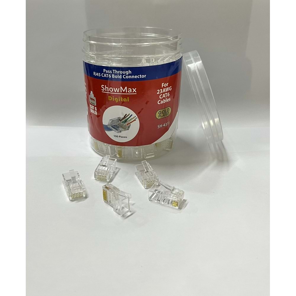 SHOWMAX SH-4311 RJ45 CAT6 PLUG AÇIK UÇLU - KAPAKLI KUTU 100 ADET