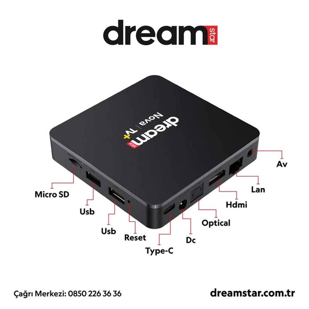 DREAMSTAR NOVA 2GB 32GB ANDROID TV BOX YENİ SİYAH KASA