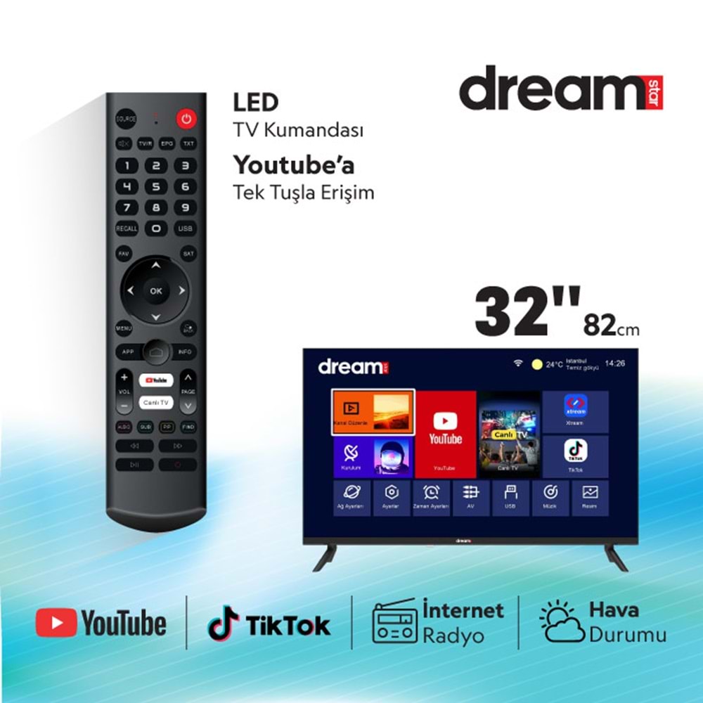 DREAMSTAR 32DSE100 32 INC 82 EKRAN UYDULU LCD TV
