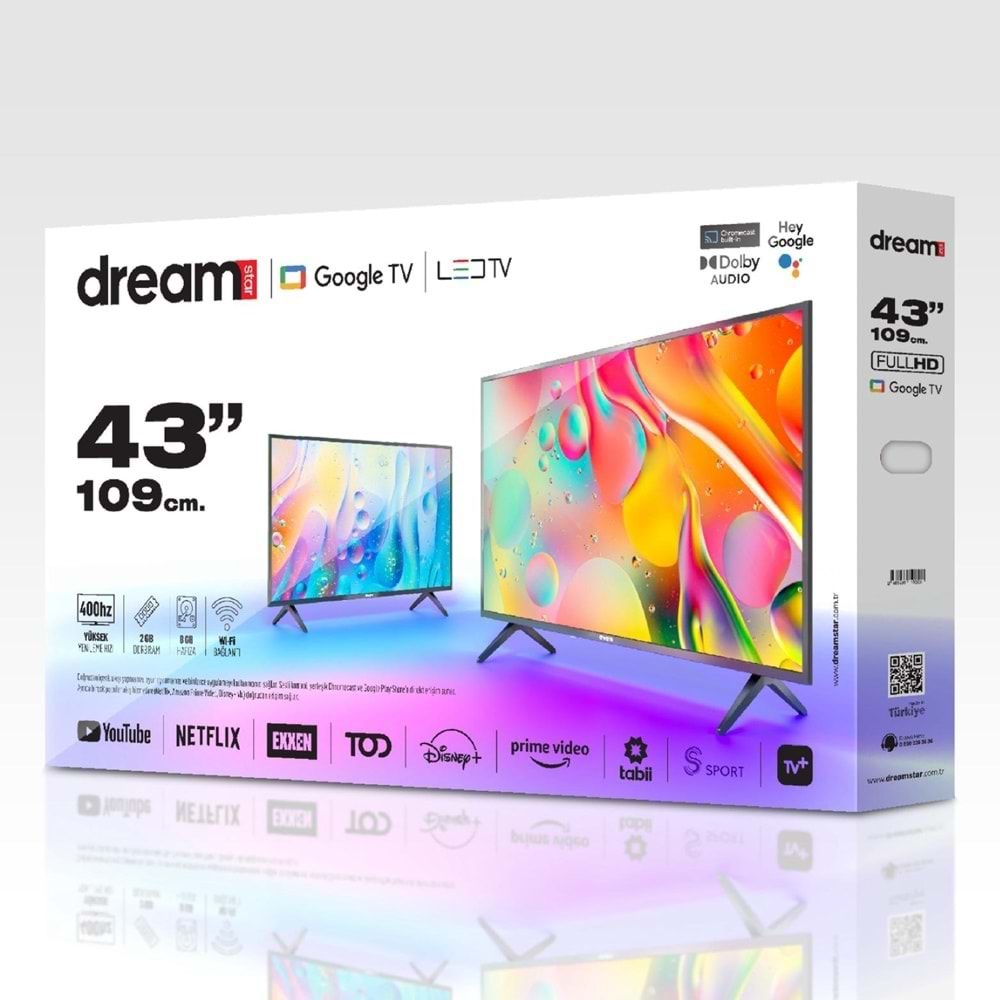 DREAMSTAR 43DSE101 43 INC 109 EKRAN GOOGLE TV LCD TV