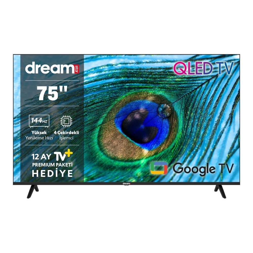 DREAMSTAR 75DSE101 75 INC 190 EKRAN UHD 4K GOOGLE TV SMART QLED TV