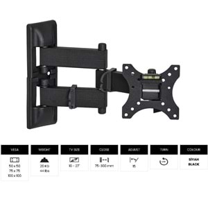 VONTECH VT-222 HC PRO 10’’ – 27’’ HAREKETLİ LCD TV DUVAR ASKI APARATI