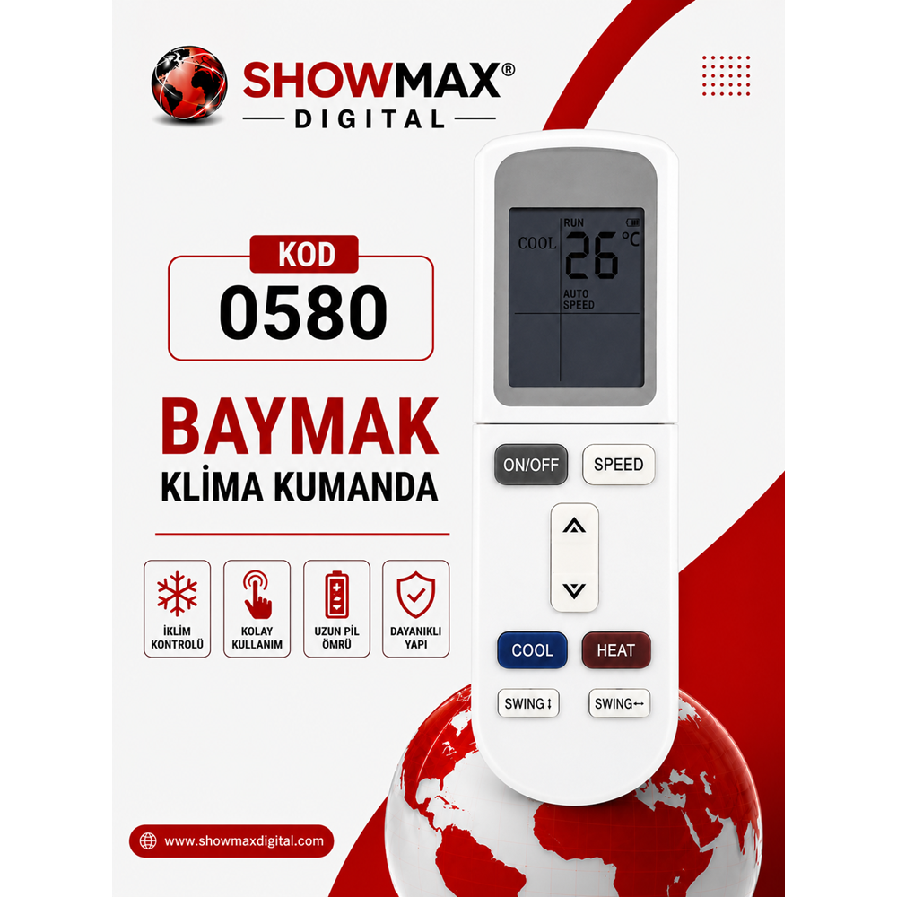 SHOWMAX SK0580 BAYMAK KLİMA KUMANDA