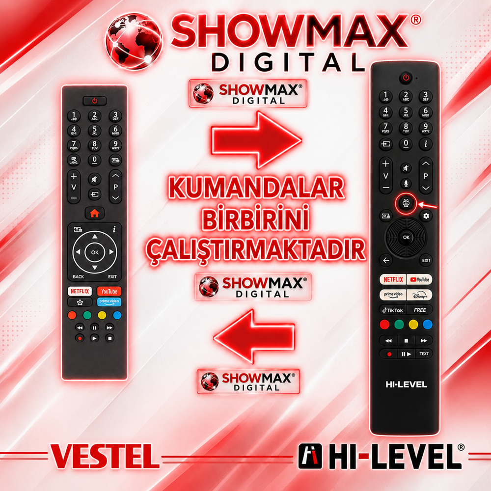 SHOWMAX SX0298 VESTEL NETFLIX BÜYÜK KALIP LCD TV KUMANDA